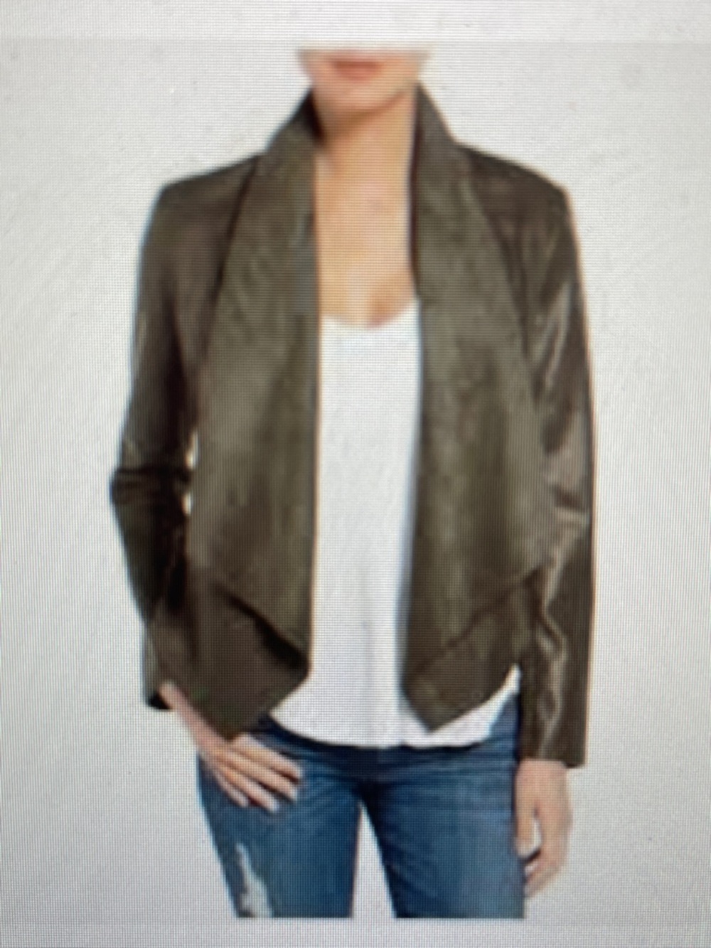 Vince leather Women’s Draped Open Front Jacket - grey/Green